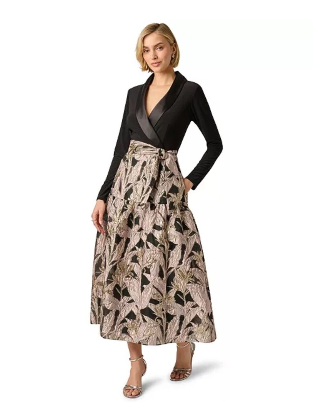 Adrianna Papell Women's V-Neck Midi Dress